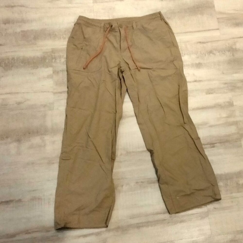 The North Face Women's 14 Nylon Roll Pants Beige Drawstring Hiking Stow Pocket